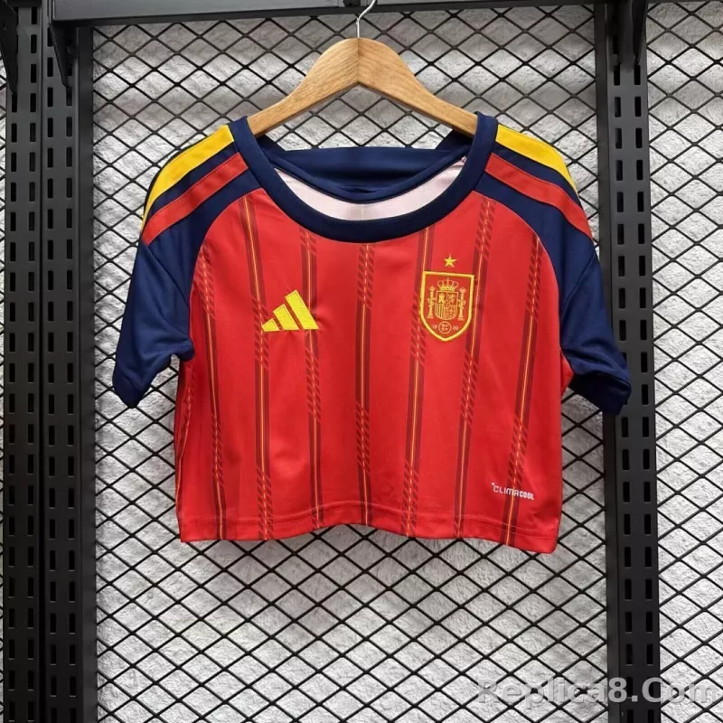 2026 Spain Home World Cup Soccer Women Crop Top Jersey