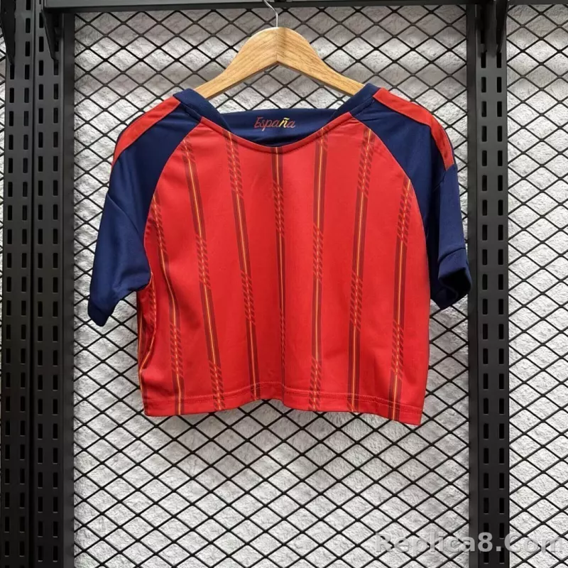 2026 Spain Home World Cup Soccer Women Crop Top Jersey - detail