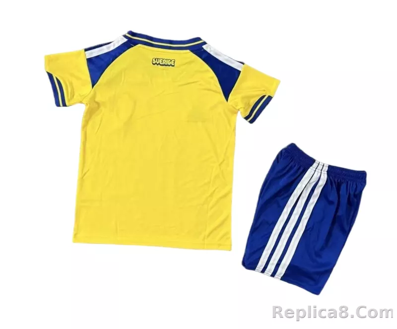 2026 Sweden World Cup Home Football Kids Kit Jersey+Shorts - detail
