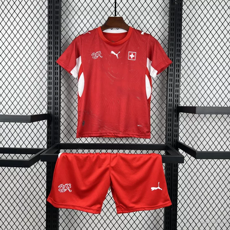 2026 Switzerland Home World Cup Soccer Kids Kit Jersey+Shorts