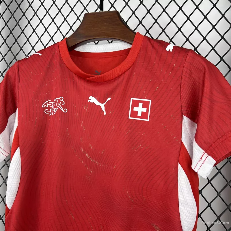 2026 Switzerland Home World Cup Soccer Kids Kit Jersey+Shorts - detail