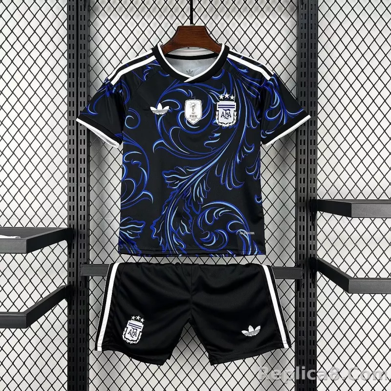 2026 Argentina Away World Cup Soccer Kids Kit Jersey+Shorts