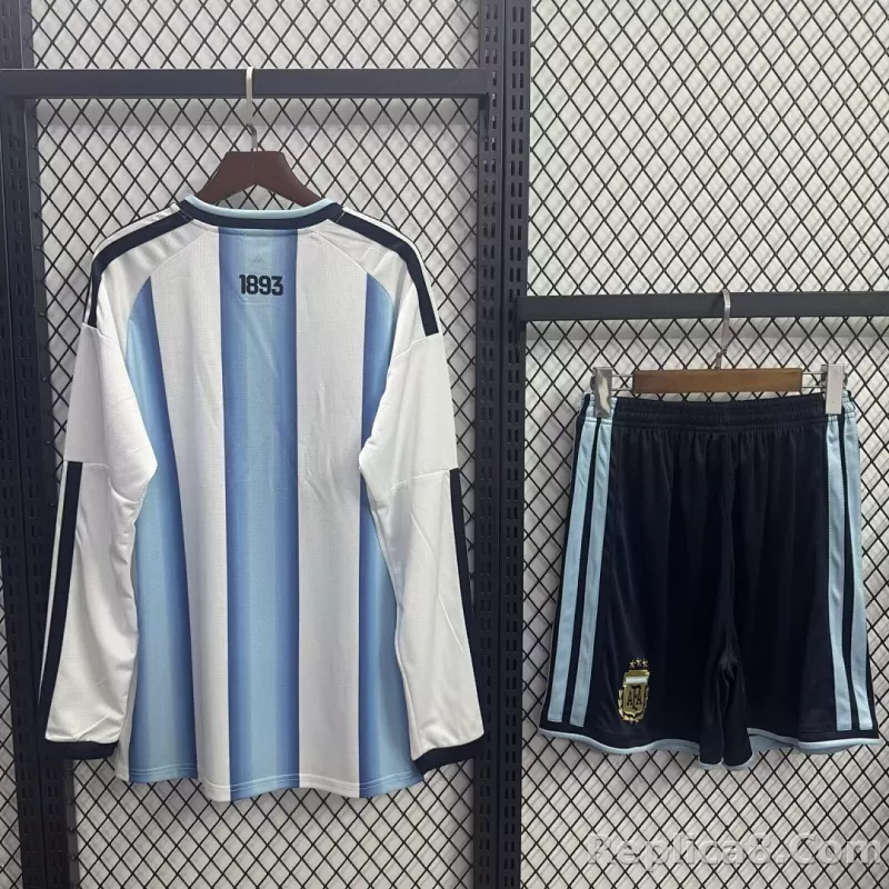 2026 Argentina Home World Cup Soccer Kdsi Kit Long Sleeve Jersey+Shorts - detail