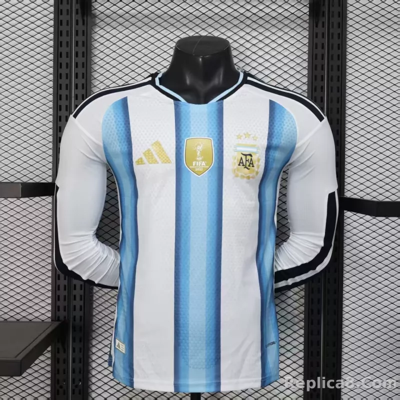 2026 Argentina Home World Cup Player Version Soccer Jersey Long Sleeve