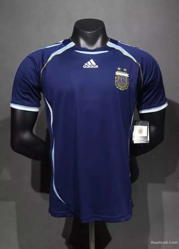 2006 Argentina World Cup Soccer Away Retro Jersey Player Version