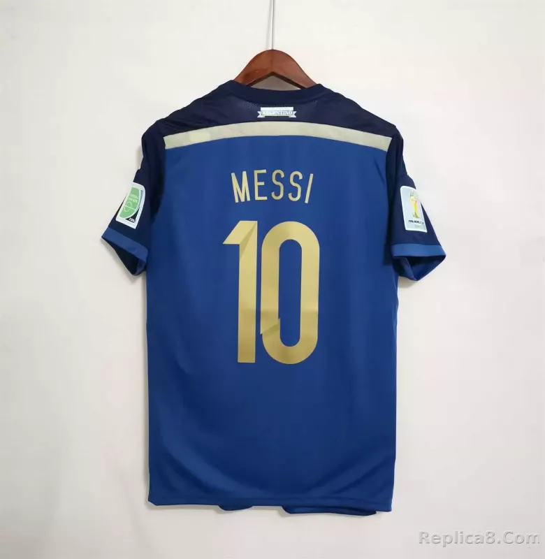2014 Argentina World Cup Soccer Away Retro Jersey - detail