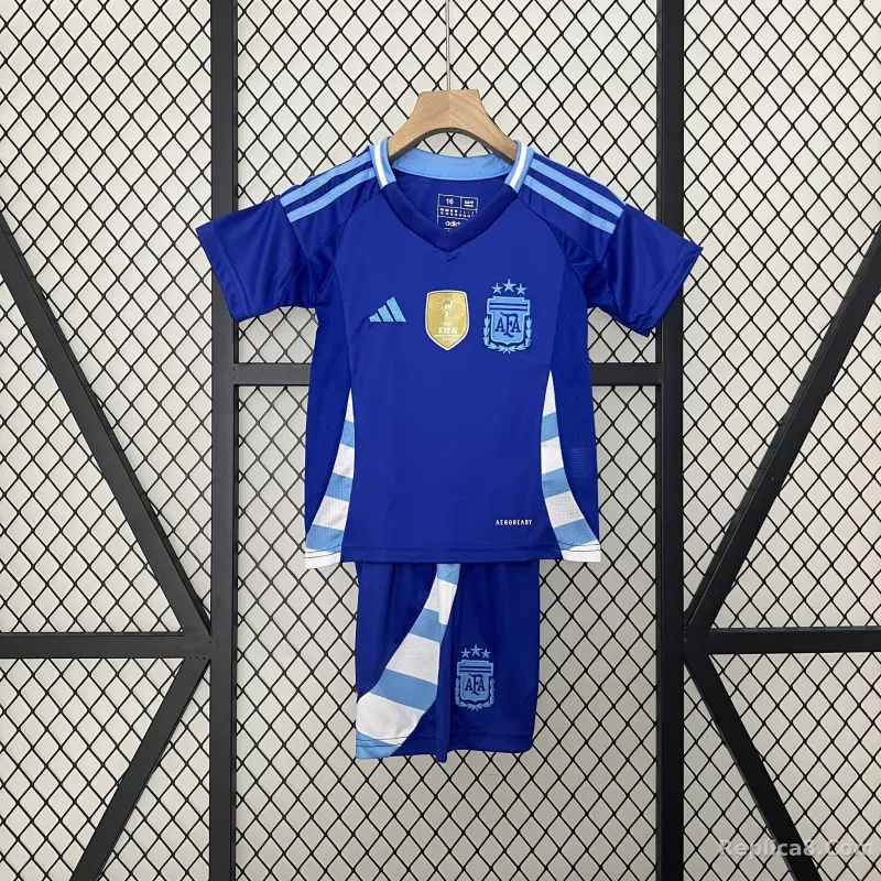 2024 Argentina Copa America Away Soccer Kids Kit Jersey+Shorts