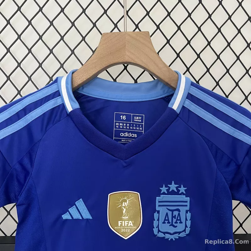 2024 Argentina Copa America Away Soccer Kids Kit Jersey+Shorts - detail