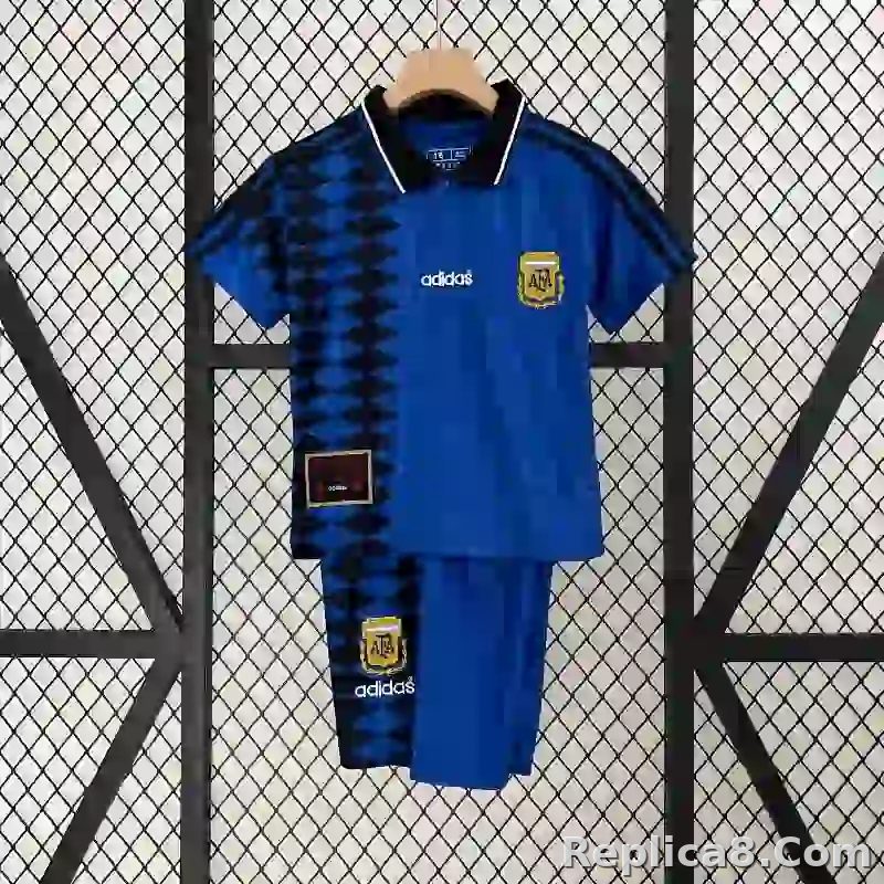 1994 Argentina World Cup Soccer Away Retro Kids Kit Jersey+Shorts