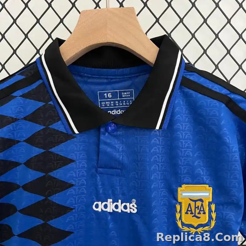 1994 Argentina World Cup Soccer Away Retro Kids Kit Jersey+Shorts - detail