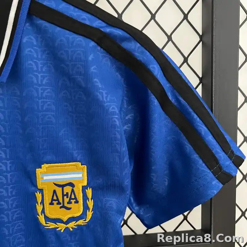 1994 Argentina World Cup Soccer Away Retro Kids Kit Jersey+Shorts - detail
