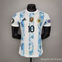 2020 Argentina Home Soccer Jersey Messi#10 With the Patches Player Version - view 1