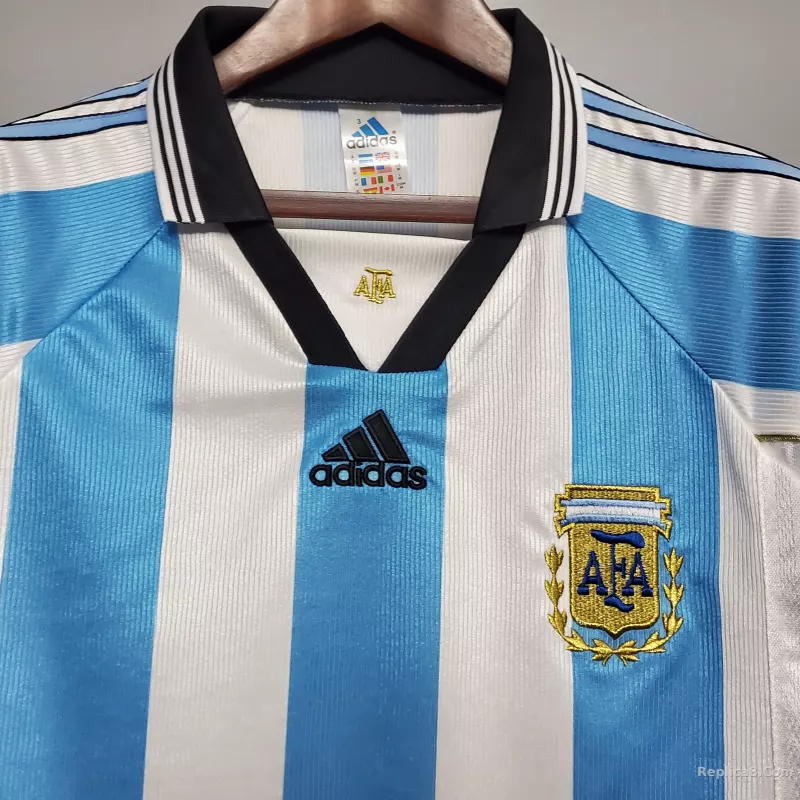 1998 Argentina World Cup Soccer Home Retro Jersey - detail