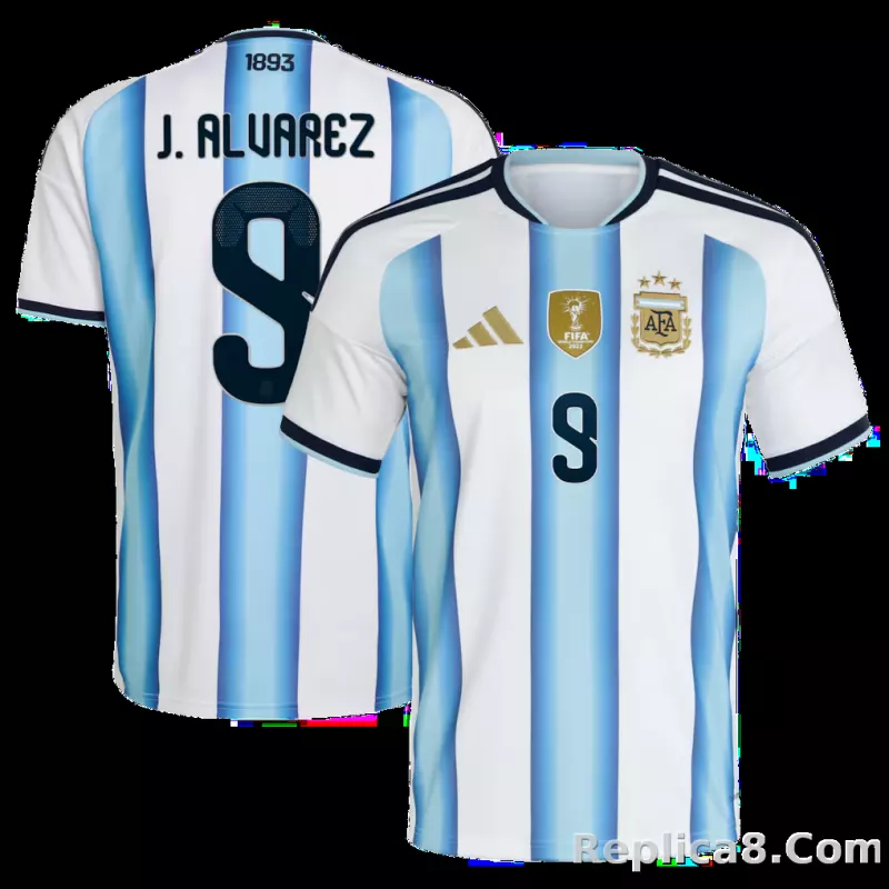 Argentina adidas Home Shirt 2026 with J. Alvarez  9 printing