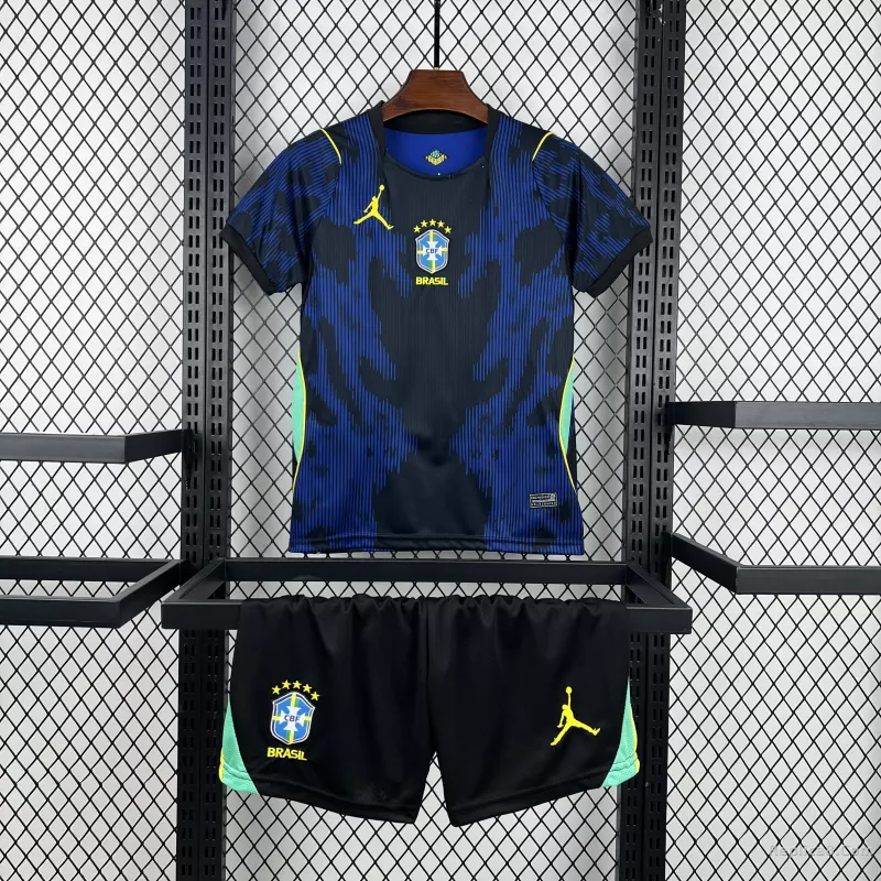 2026 Brazil Away World Cup Football Kids Kit Jersey+Shorts