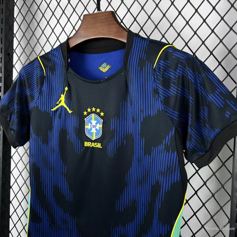 2026 Brazil Away World Cup Football Kids Kit Jersey+Shorts - detail