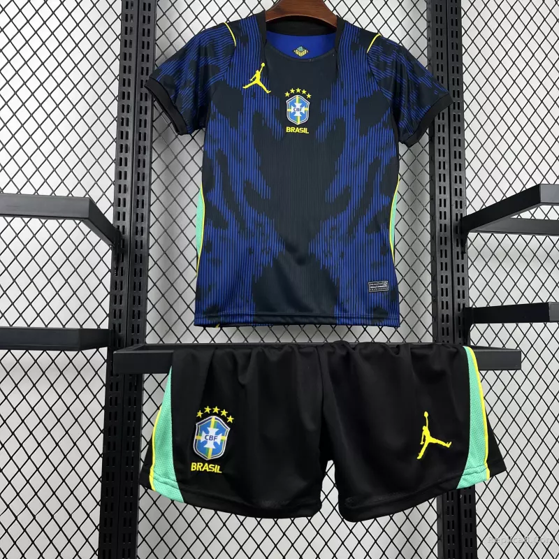 2026 Brazil Away World Cup Football Kids Kit Jersey+Shorts - detail