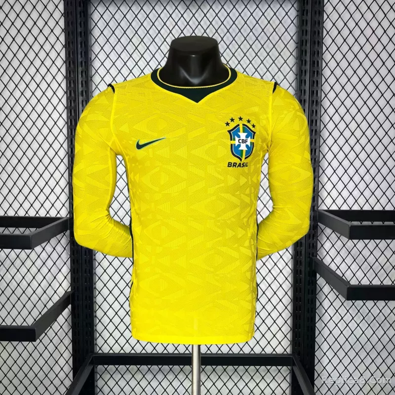 2026 Brazil Home World Cup Jersey Player Version Long Sleeve