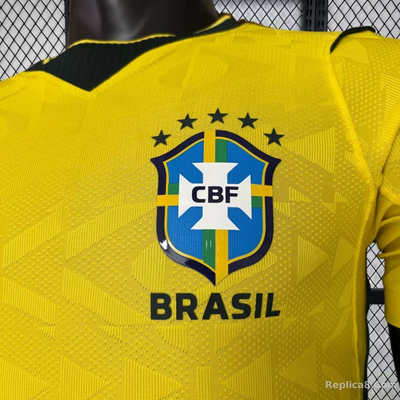 2026 Brazil Home World Cup Jersey Player Version Long Sleeve - detail