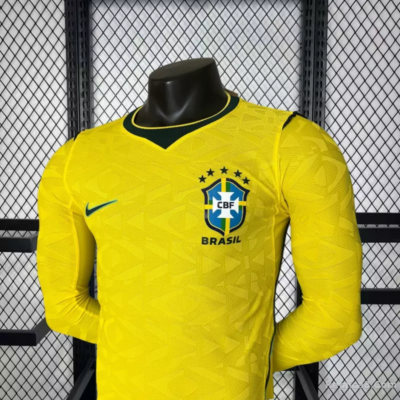 2026 Brazil Home World Cup Jersey Player Version Long Sleeve - detail