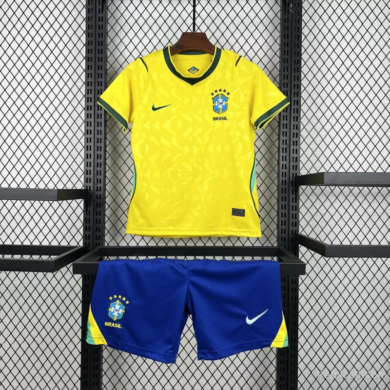 2026 Brazil Home World Cup Football Kids Kit Jersey+Shorts