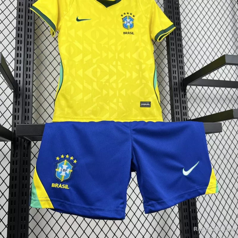 2026 Brazil Home World Cup Football Kids Kit Jersey+Shorts - detail