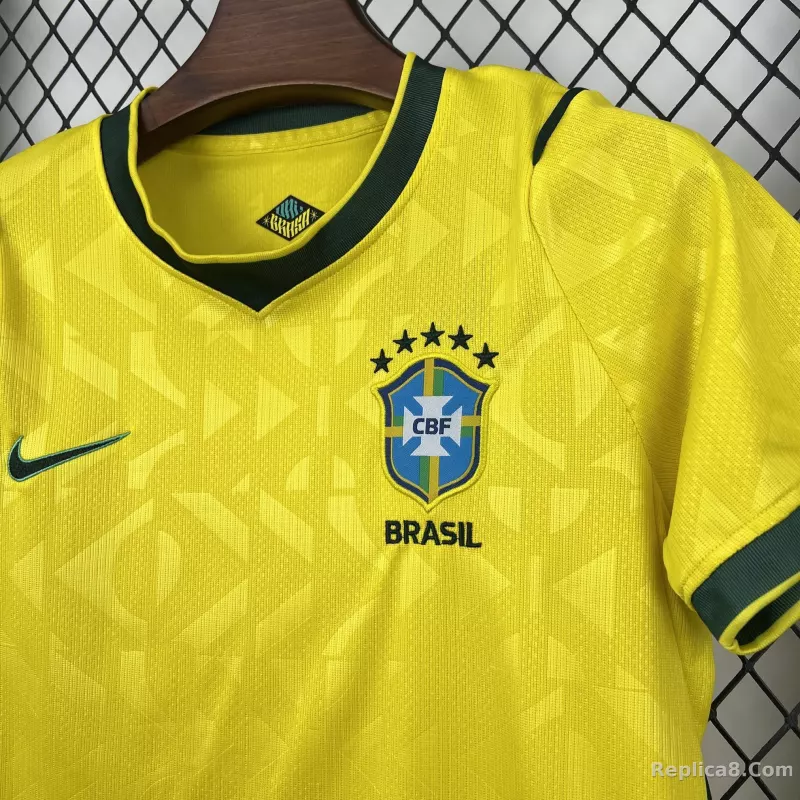 2026 Brazil Home World Cup Football Kids Kit Jersey+Shorts - detail