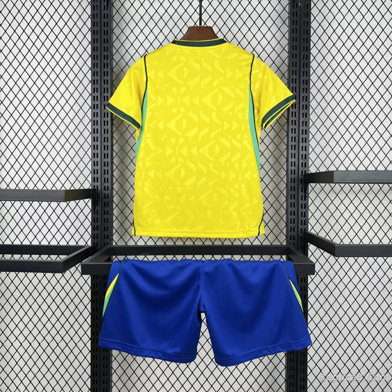 2026 Brazil Home World Cup Football Kids Kit Jersey+Shorts - detail