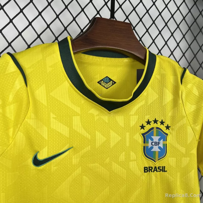 2026 Brazil Home World Cup Football Kids Kit Jersey+Shorts - detail