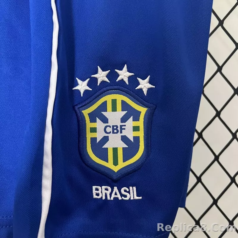 2002 Brazil World Cup Home Retro Kids Kit Jersey+Shorts - detail