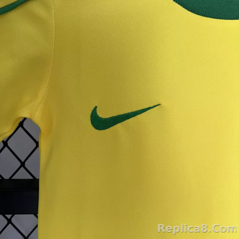 1998 Brazil World Cup Home Retro Jersey Kids Kit +Shorts - detail