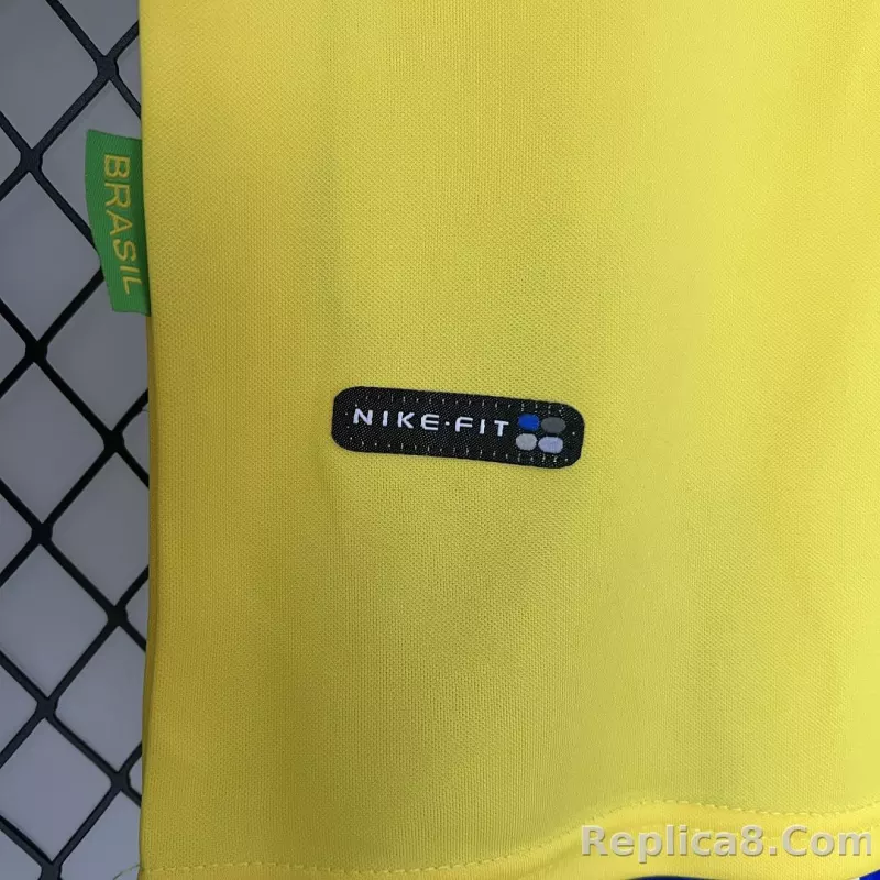 1998 Brazil World Cup Home Retro Jersey Kids Kit +Shorts - detail
