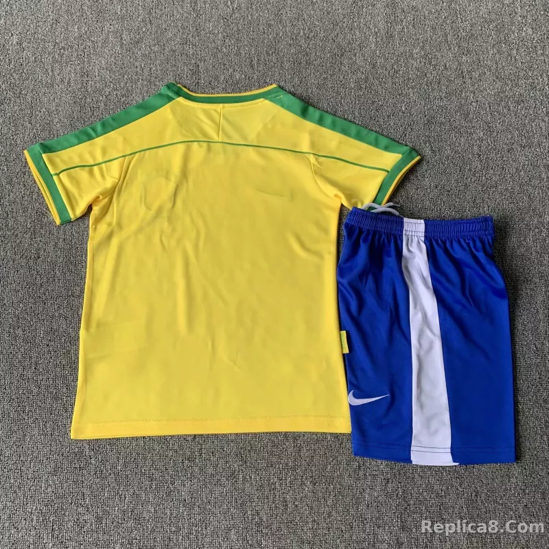 1998 Brazil World Cup Home Retro Jersey Kids Kit +Shorts - detail