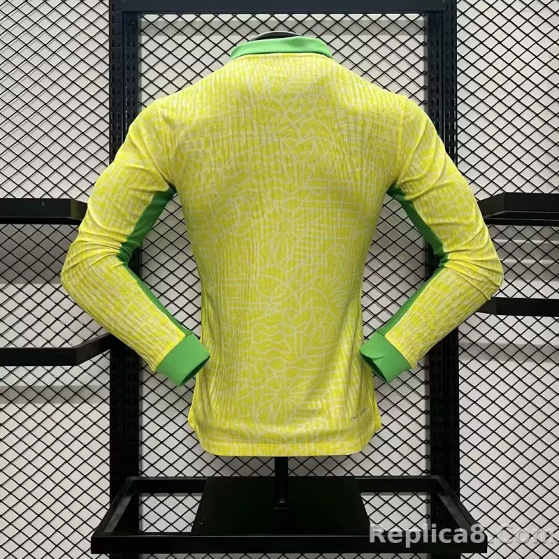 2024 Brazil Home Copa America Football Jersey Player Version Long Sleeve - detail