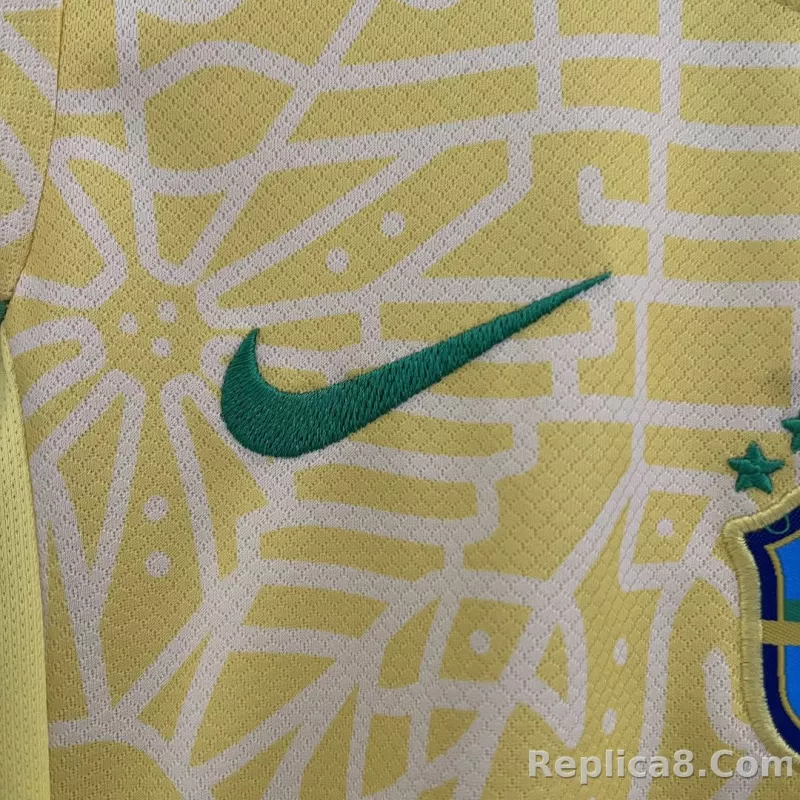 2024 Brazil Home Copa America Football Kids Kit Jersey+Shorts - detail