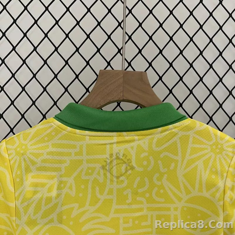 2024 Brazil Home Copa America Football Kids Kit Jersey+Shorts - detail