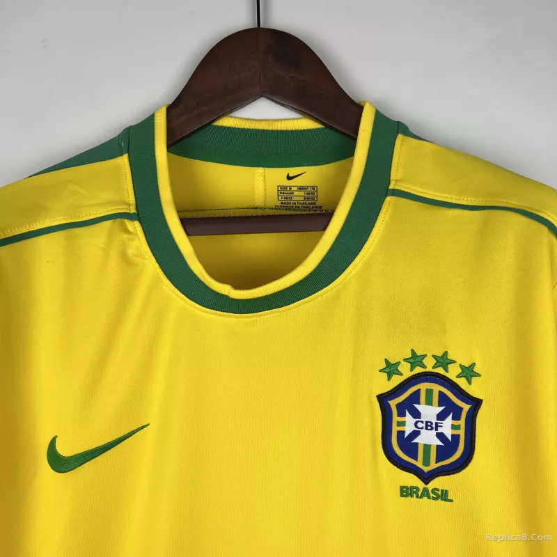 1998 Brazil World Cup Home Retro Jersey Long Sleeve - detail