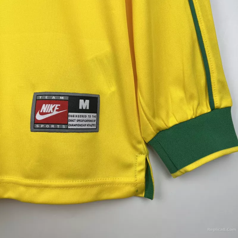 1998 Brazil World Cup Home Retro Jersey Long Sleeve - detail