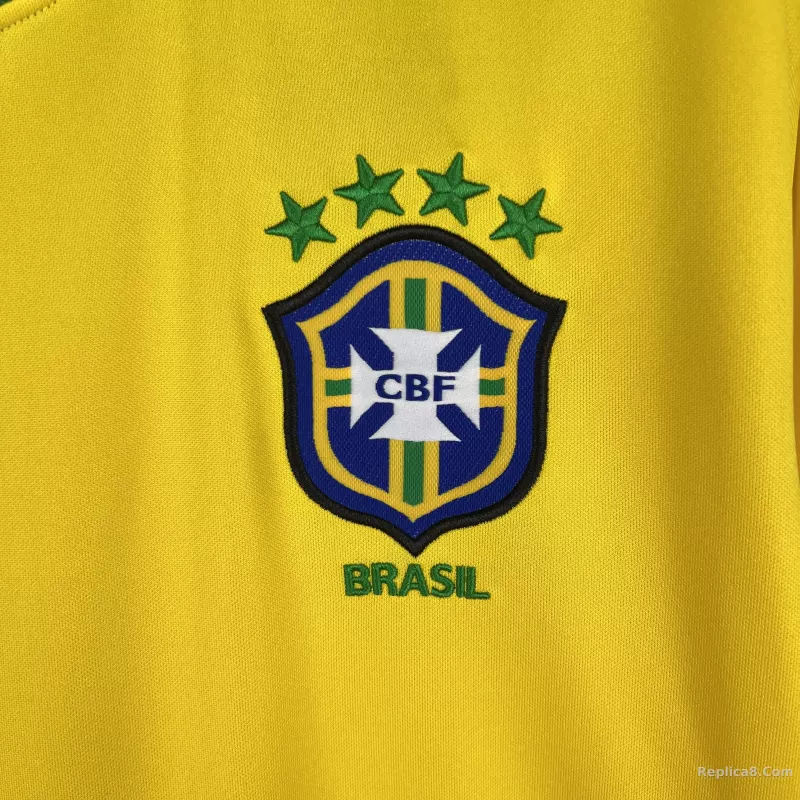 1998 Brazil World Cup Home Retro Jersey Long Sleeve - detail