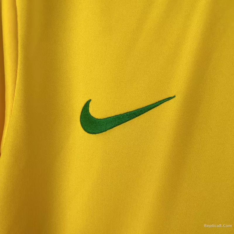 1998 Brazil World Cup Home Retro Jersey Long Sleeve - detail