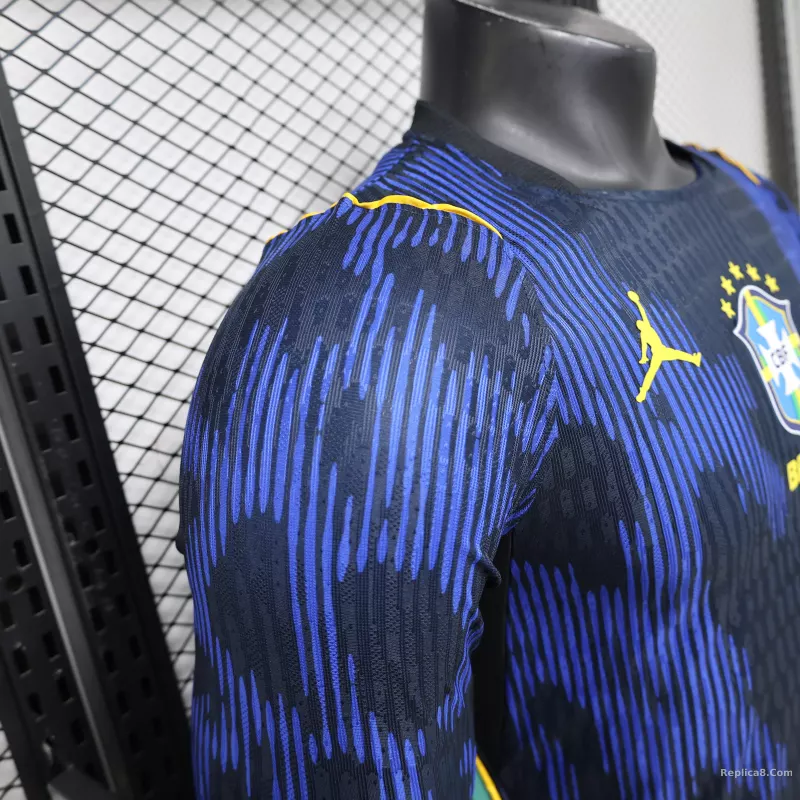 2026 Brazil Away World Cup Jersey Player Version Long Sleeve - detail
