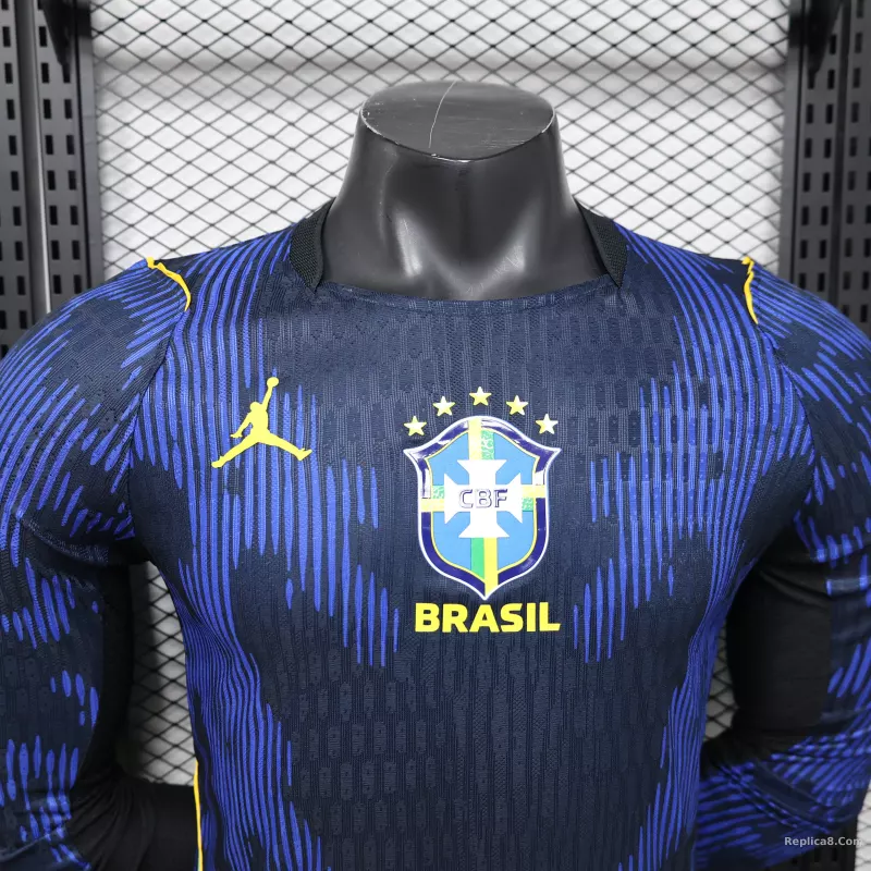 2026 Brazil Away World Cup Jersey Player Version Long Sleeve - detail