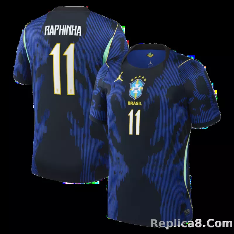 Raphinha Brazil National Team Jordan Brand 2026 Away Stadium Replica Jersey - Blue