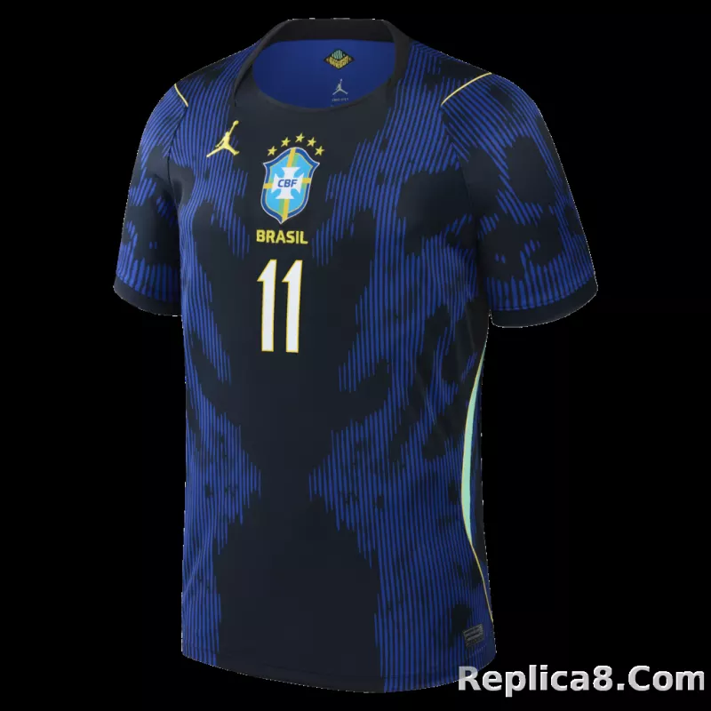 Raphinha Brazil National Team Jordan Brand 2026 Away Stadium Replica Jersey - Blue - detail