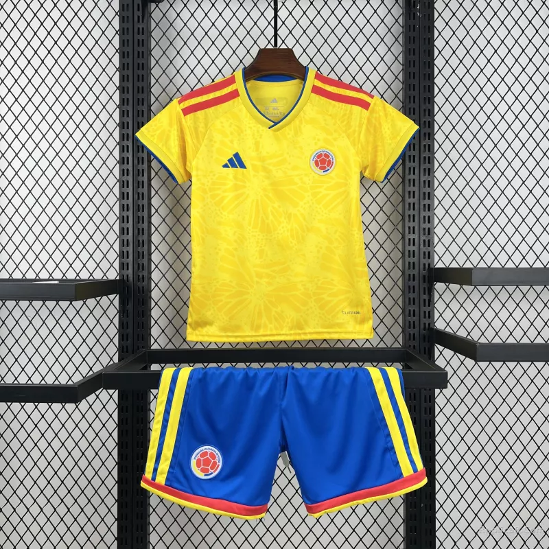 2026 Colombia Home World Cup Soccer Kids Kit Jersey+Shorts