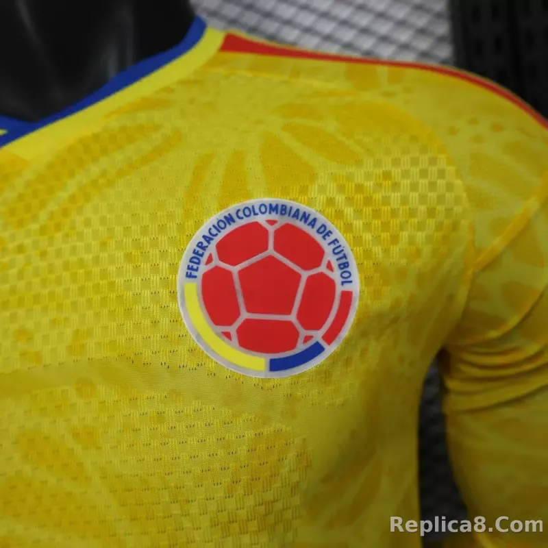 2026 Colombia Home World Cup Jersey Player Version Long Sleeve - detail