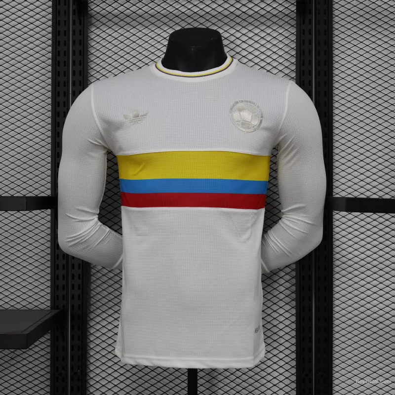 2024 Colombia 100th White Anniversary Jersey Player Version Long Sleeve