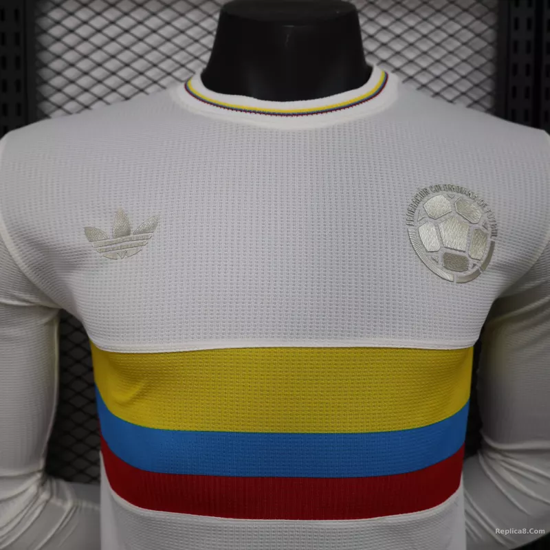 2024 Colombia 100th White Anniversary Jersey Player Version Long Sleeve - detail