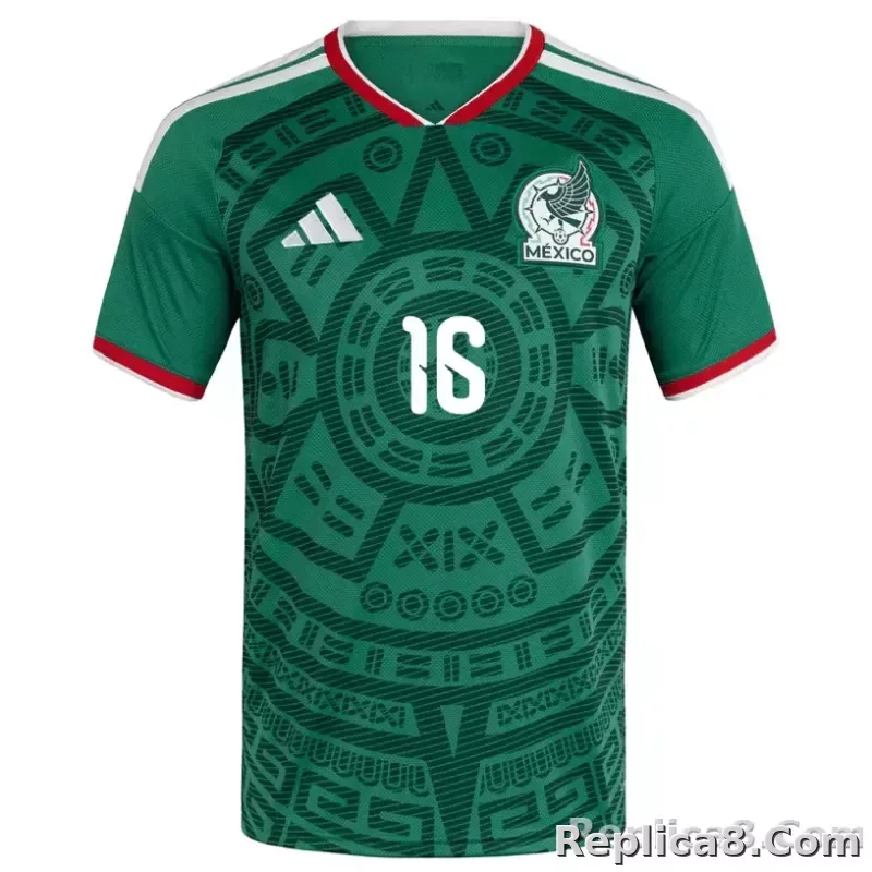adidas Men's J. Quinones Mexico Authentic Home 2026 World Cup Jersey (Bold Green) - detail