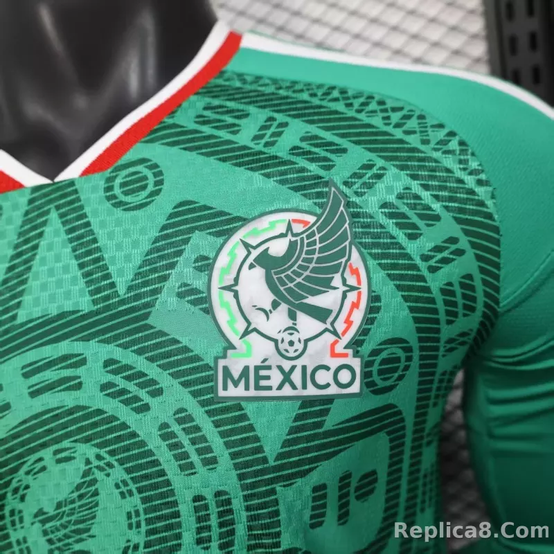 2026 Mexico World Cup Home Soccer Jersey Player Version Long Sleeve - detail